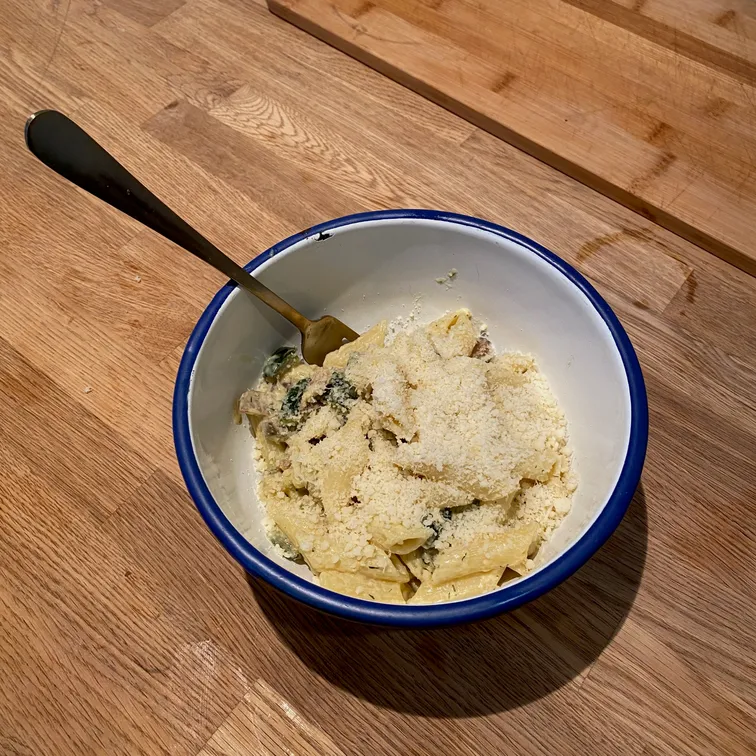 Recipe for the Creamy Mushroom and Courgette Pasta.