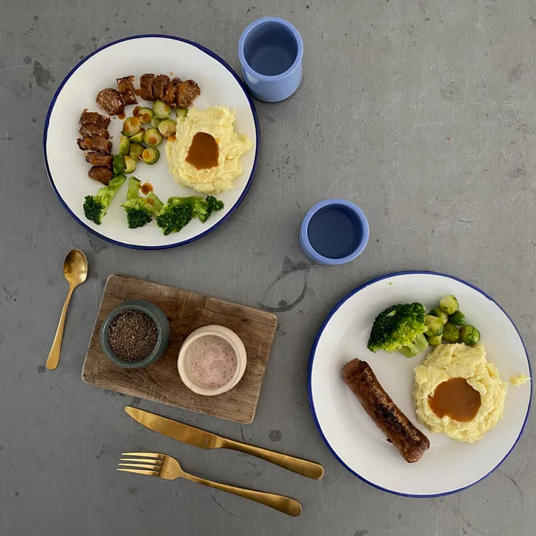 Recipe for Veggie Bangers and Mash.